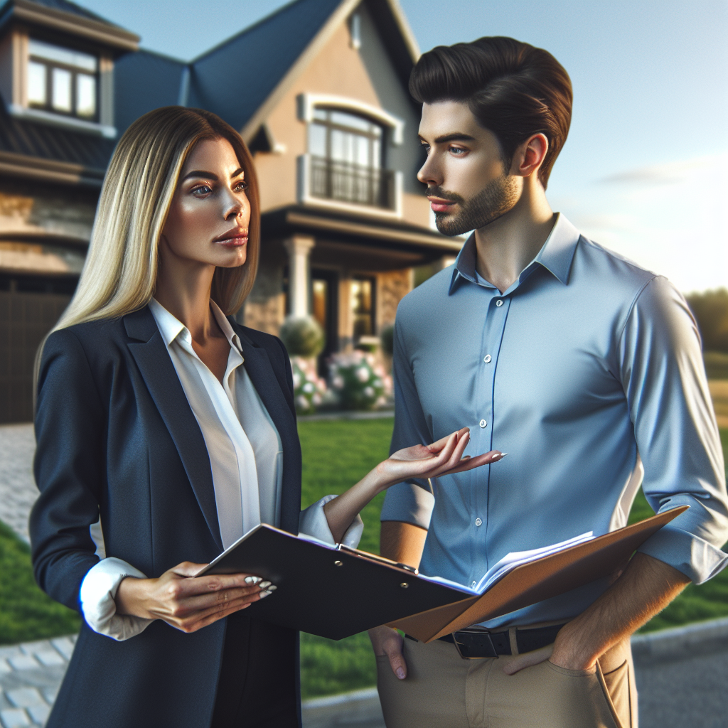 Realistic stock image of an agent showing property